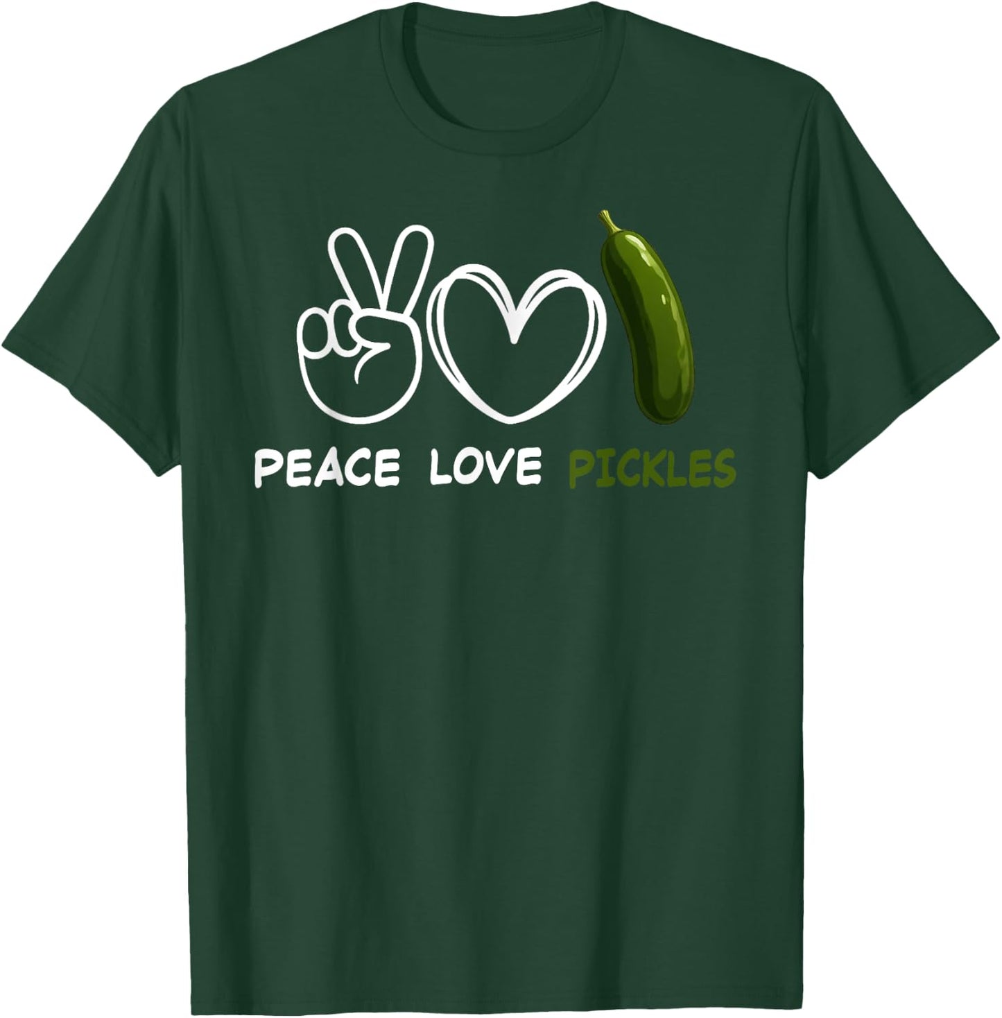 Peace, Love Pickles Retro Pickles Lover Food Lover T-Shirt - T-Shirt | Forest