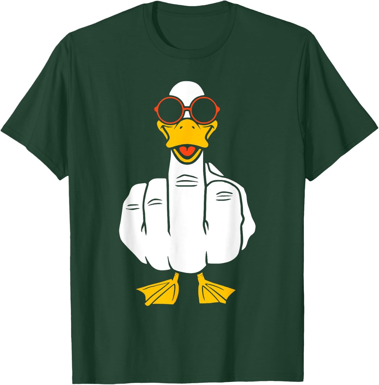 Middle Finger Funny Duck Inappropriate Rude Antisocial T-Shirt - T-Shirt | Forest
