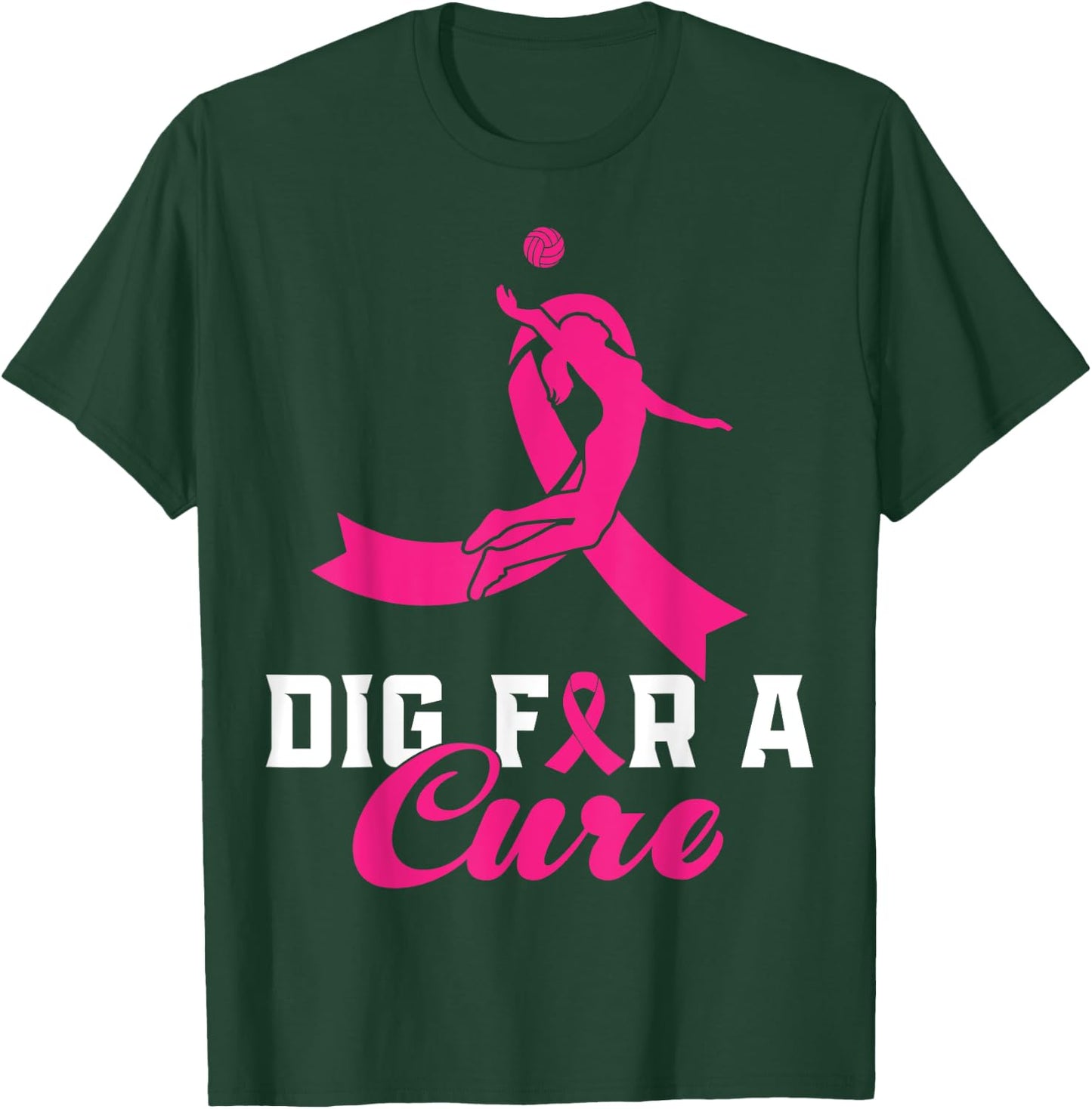 Dig For A Cure Breast Cancer Awareness Volleyball Pink T-Shirt - T-Shirt | Forest