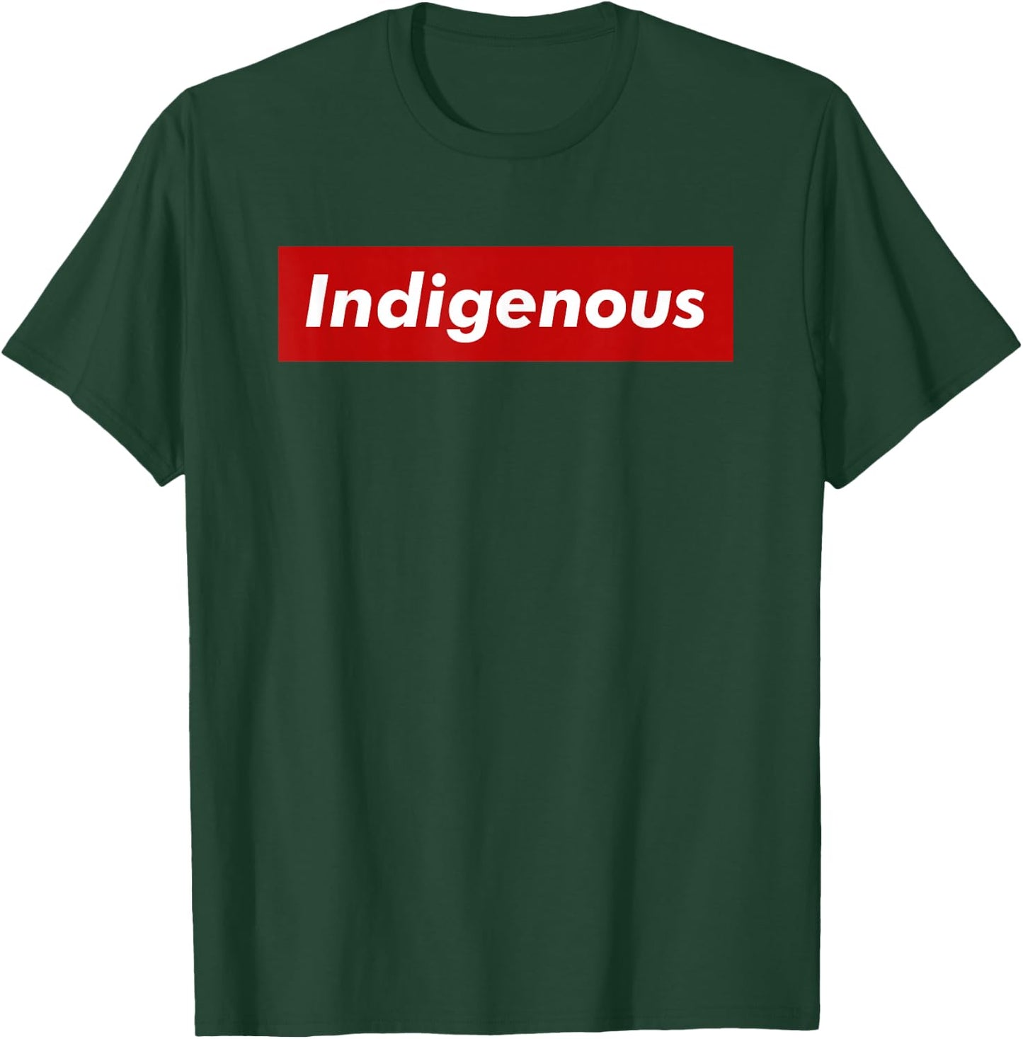 Native Indigenous Red Block Background with White Letters T-Shirt - T-Shirt | Forest