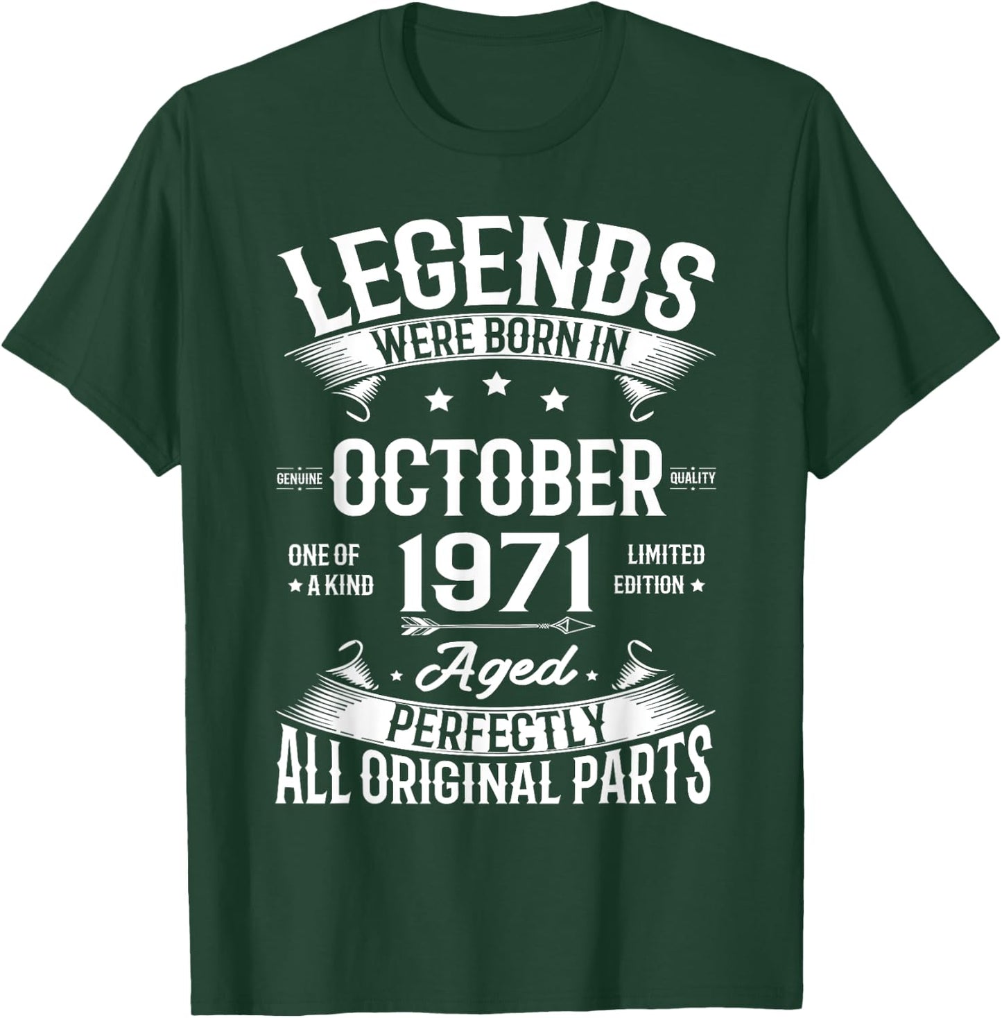 Legends Were Born in October 1971 Vintage Birth Of Birthday T-Shirt - T-Shirt | Forest