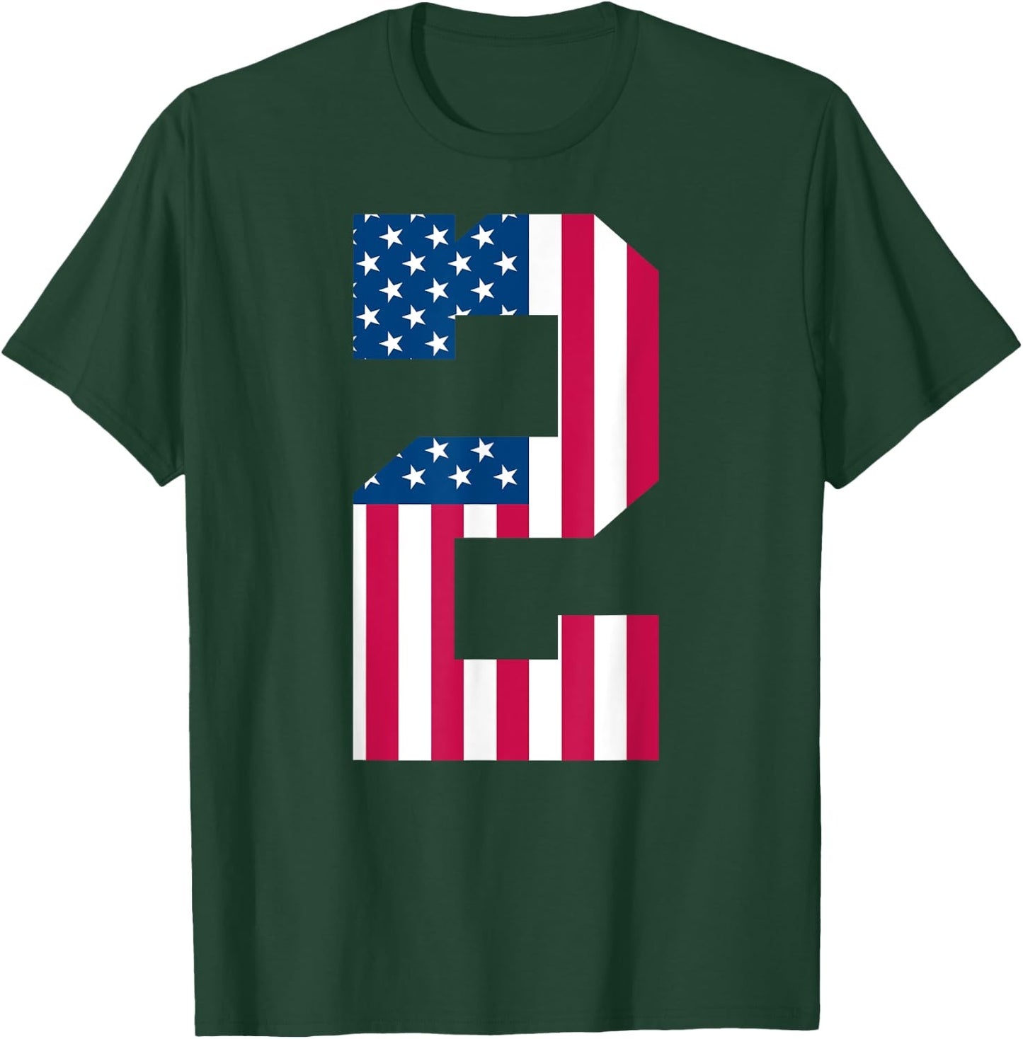 Fun 2nd Birthday US American Flag 2nd Of July Boy 2 Year Old T-Shirt - T-Shirt | Forest