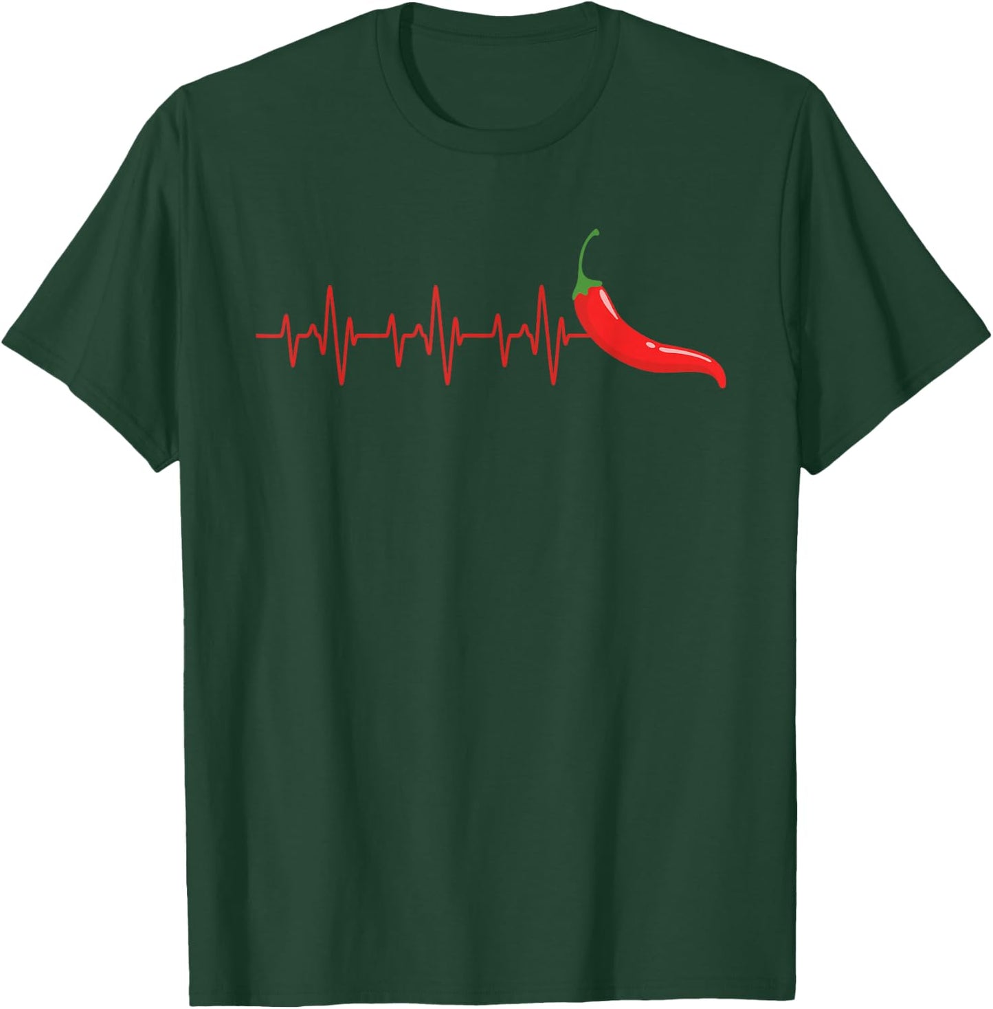 Red Chili Pepper - Pulse Heartbeat American Spicy Food Lover T-Shirt - T-Shirt | Forest