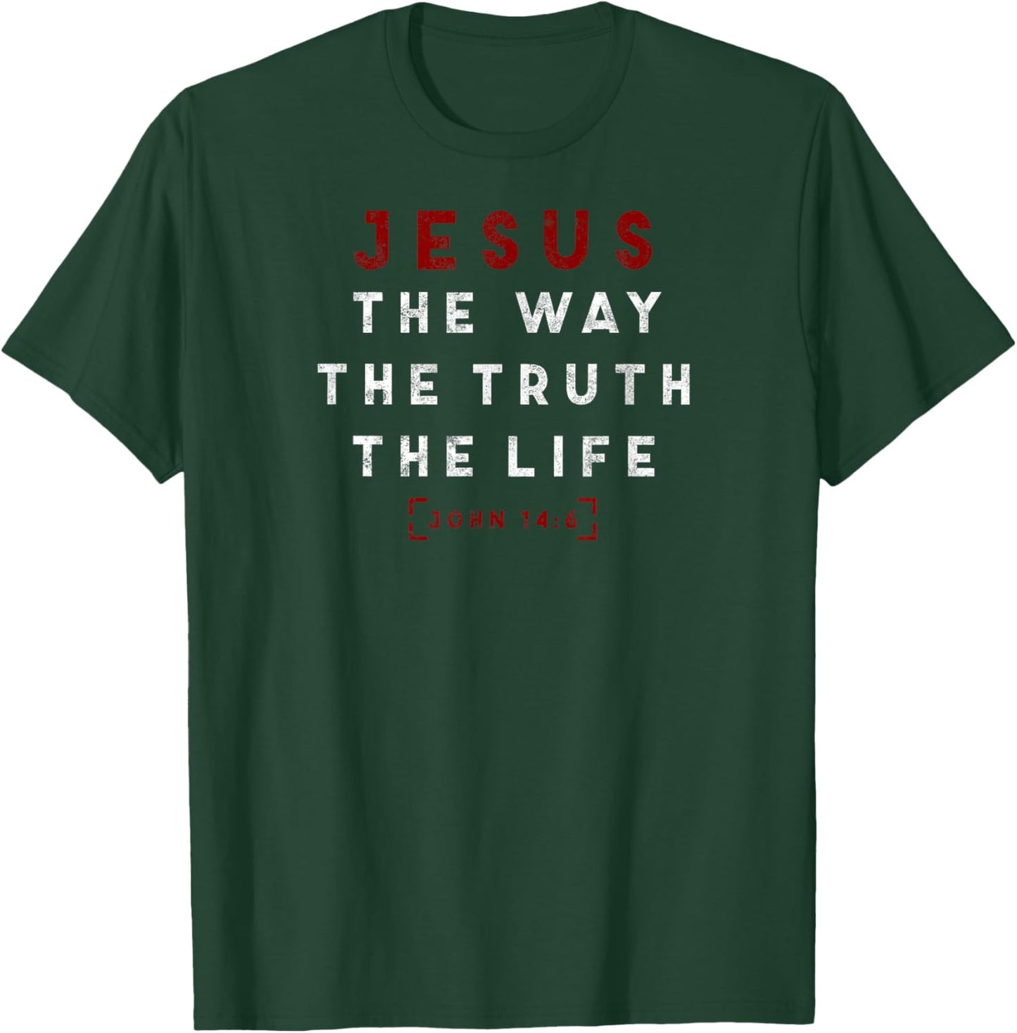 John 14:6 Jesus The Way Truth Life Bible Lover Christian T-Shirt - T-Shirt | Forest