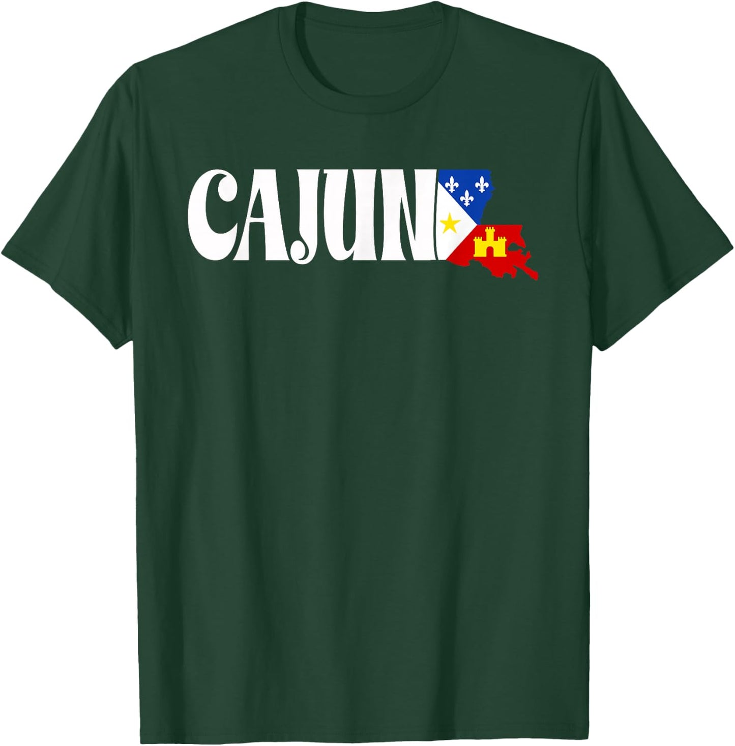 Cajun American Flag Louisiana Heritage T-Shirt - T-Shirt | Forest