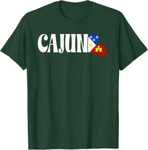 Cajun American Flag Louisiana Heritage T-Shirt - T-Shirt | Forest
