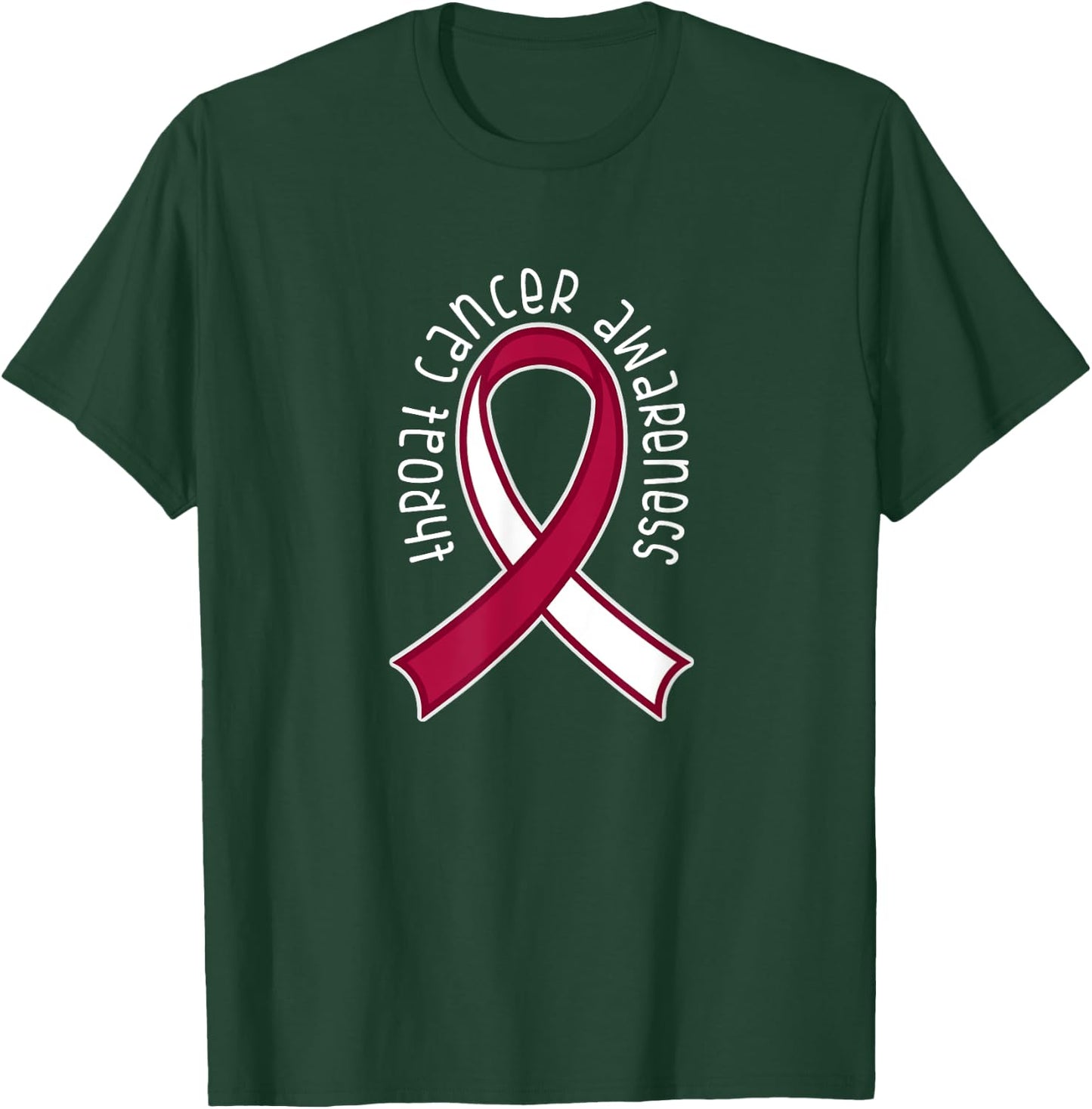 Throat Cancer Awareness Burgundy White Ribbon T-Shirt - T-Shirt | Forest
