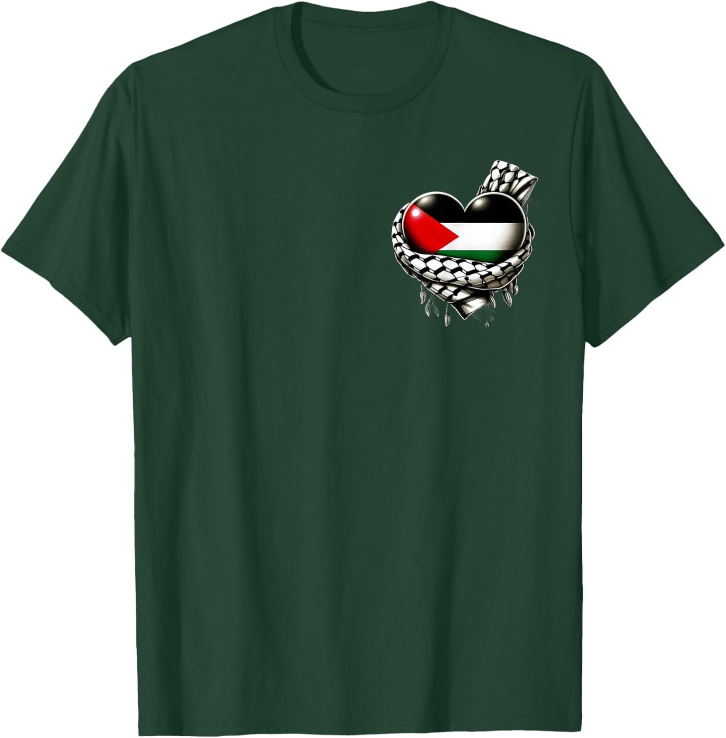 Palestine Heart Flag Palestinian Keffiyeh Palestine T-Shirt - T-Shirt | Forest