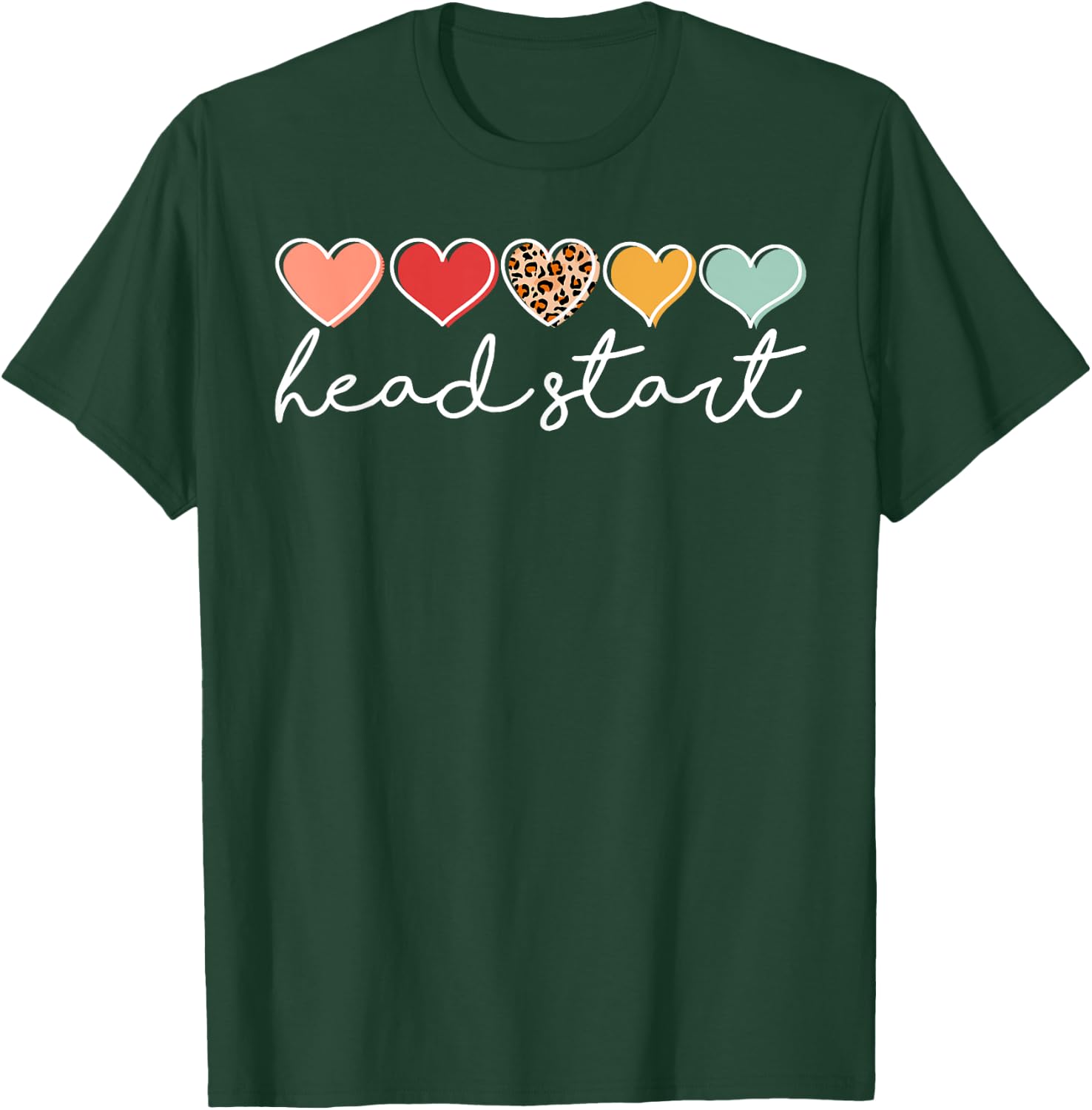Back To School Head Start Heart Homeschool Headstart Teacher Women Kids T-Shirt - T-Shirt | Forest