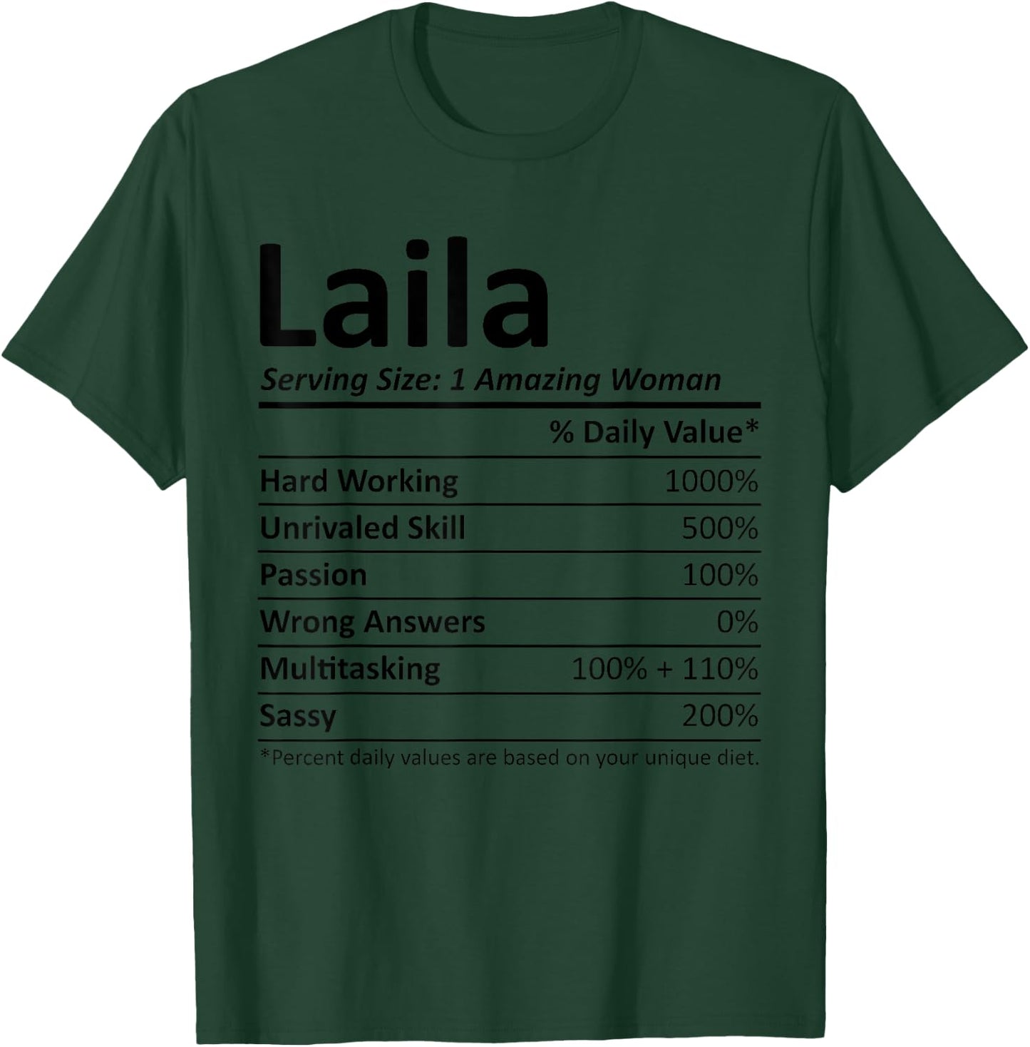 LAILA Nutrition Personalized Name Funny Christmas Idea T-Shirt - T-Shirt | Forest