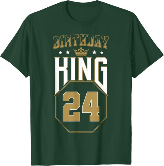 Birthday King 24th Birthday Crown 24 Years Bday T-Shirt - T-Shirt | Forest