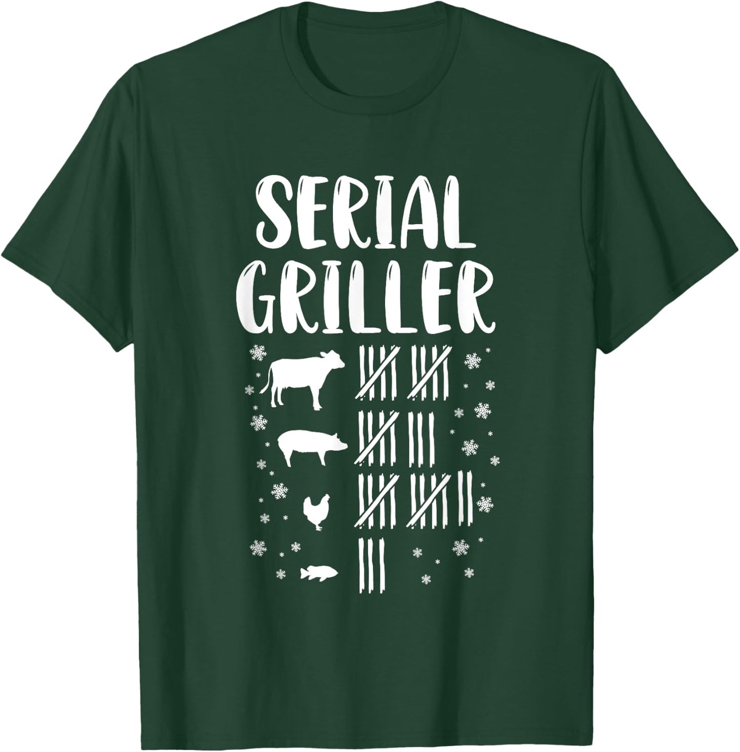 Serial Griller Christmas Pajama Funny BBQ Smoker Grill Chef T-Shirt - T-Shirt | Forest
