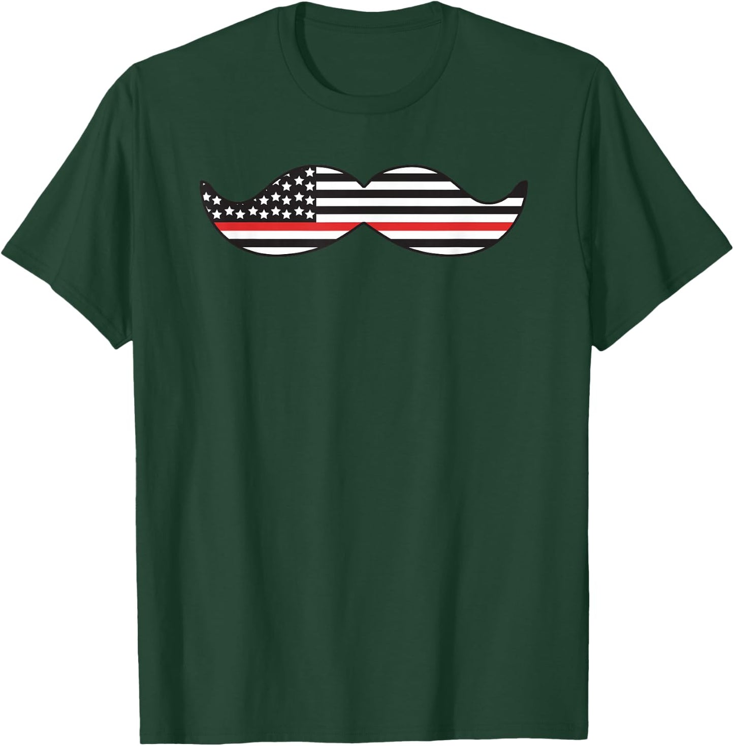 Thin Red Line Mustache Firefighters T-Shirt - T-Shirt | Forest