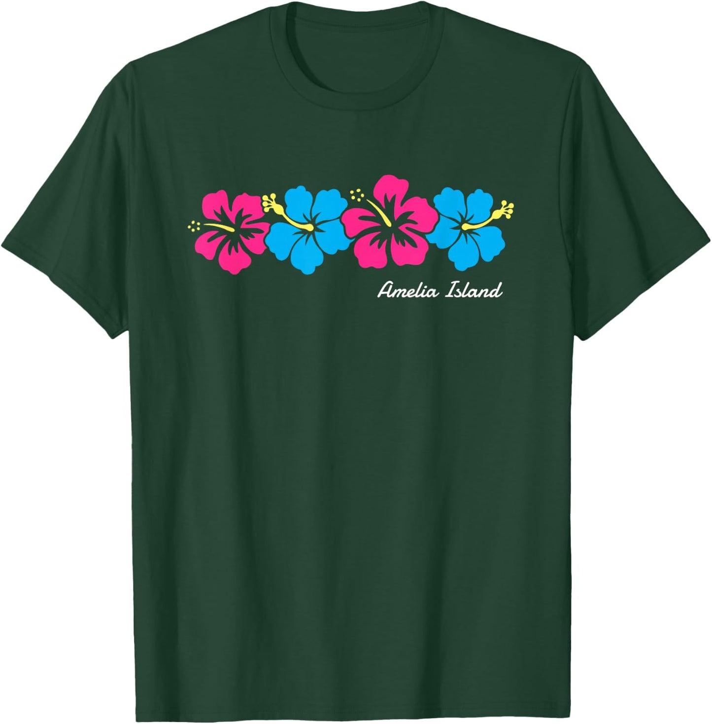 Amelia Island Florida Hibiscus Flower Girls Souvenir T-Shirt - T-Shirt | Forest