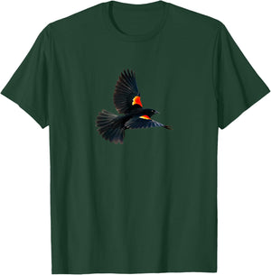 Red-winged Blackbird Bird Passerine Bird Watcher T-Shirt - T-Shirt | Forest