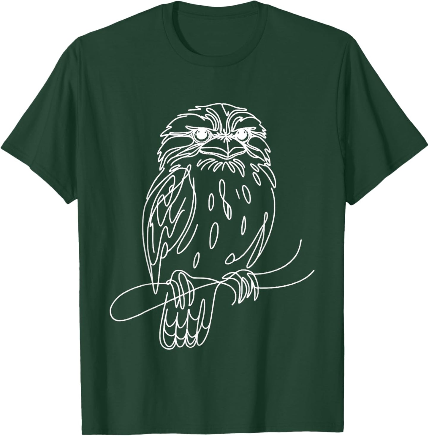 Line Art Bird & Ornithologist Tawny Frogmouth T-Shirt - T-Shirt | Forest