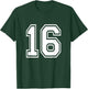 Number 16 Varsity Sports Team Jersey 16th Birthday 16 Years T-Shirt - T-Shirt | Forest