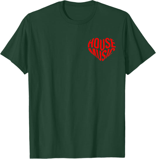 House Music Heart - EDM DJ Front & Back T-Shirt - T-Shirt | Forest