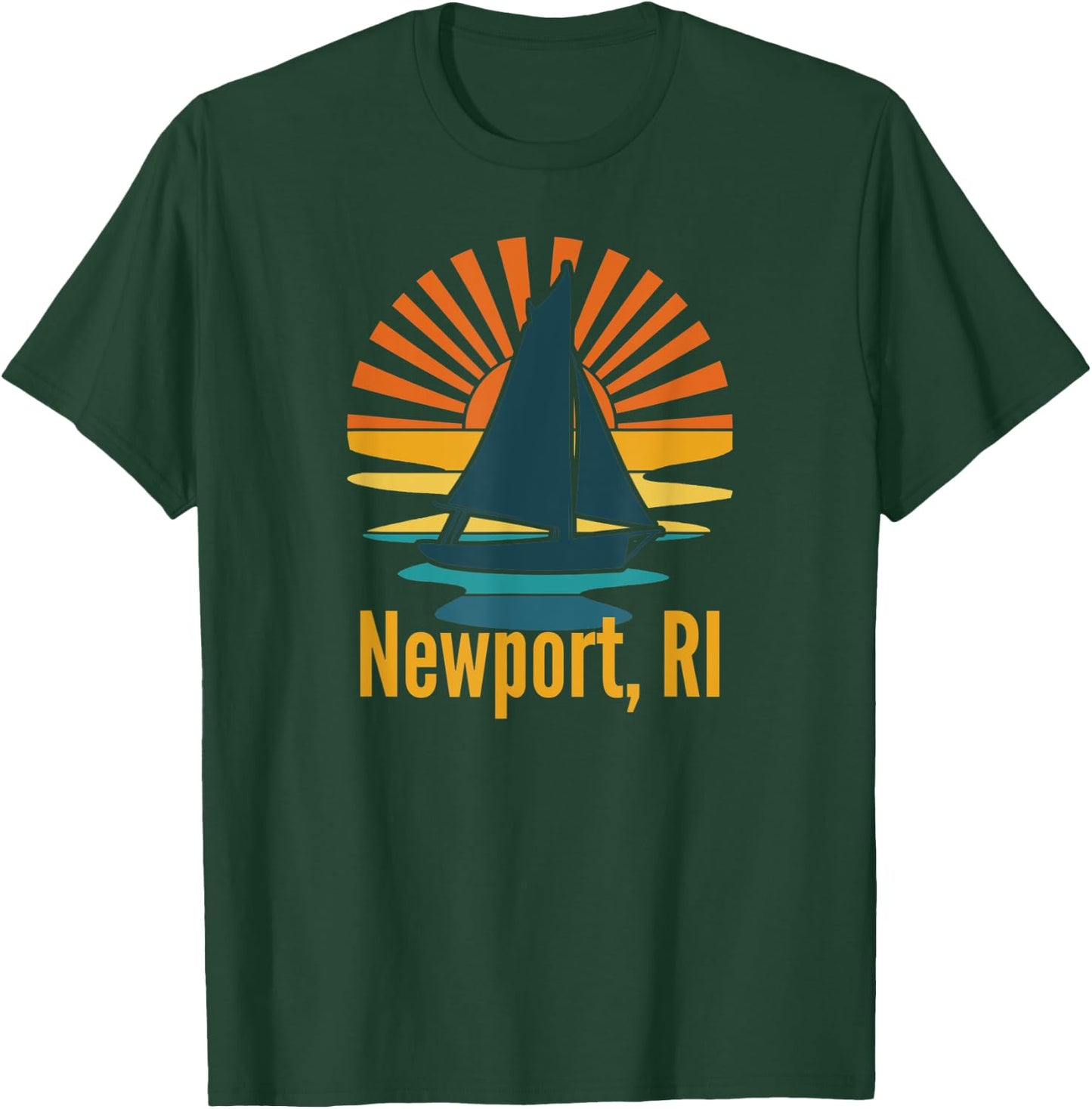 Newport Rhode Island RI Vintage Sailboat T-Shirt - T-Shirt | Forest