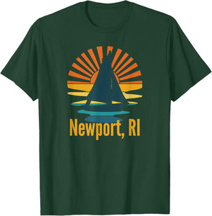 Newport Rhode Island RI Vintage Sailboat T-Shirt - T-Shirt | Forest
