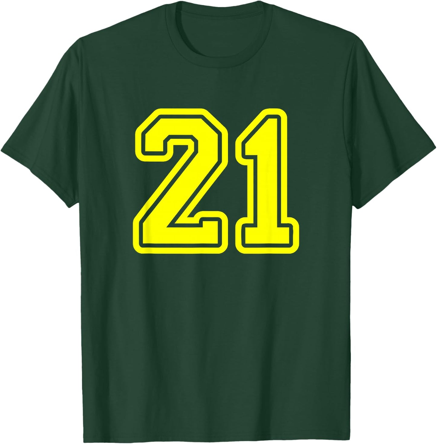 Yellow Athletic Sports Team Number #21 T-Shirt - T-Shirt | Forest