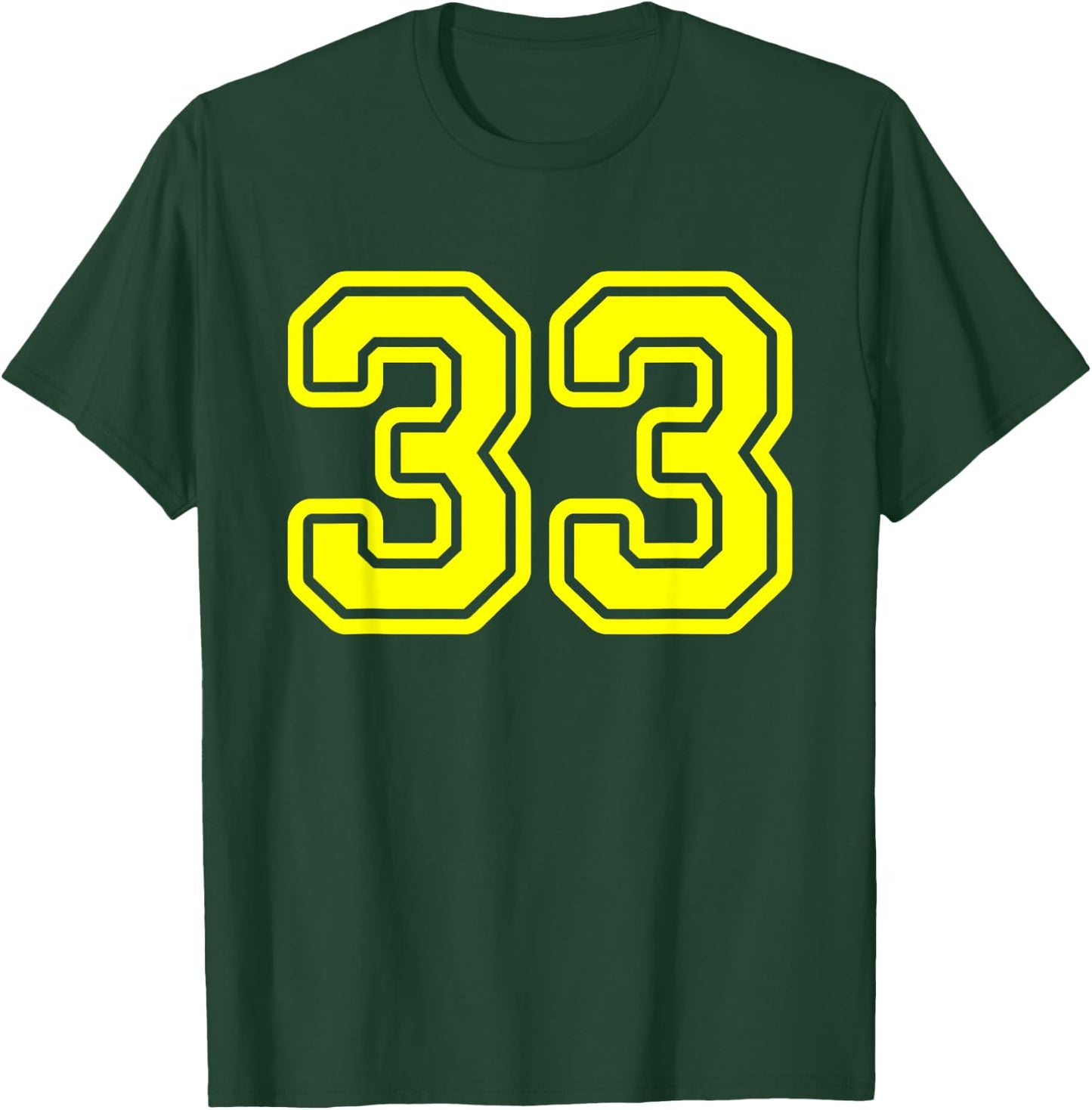 Yellow Athletic Sports Team Number #33 T-Shirt - T-Shirt | Forest