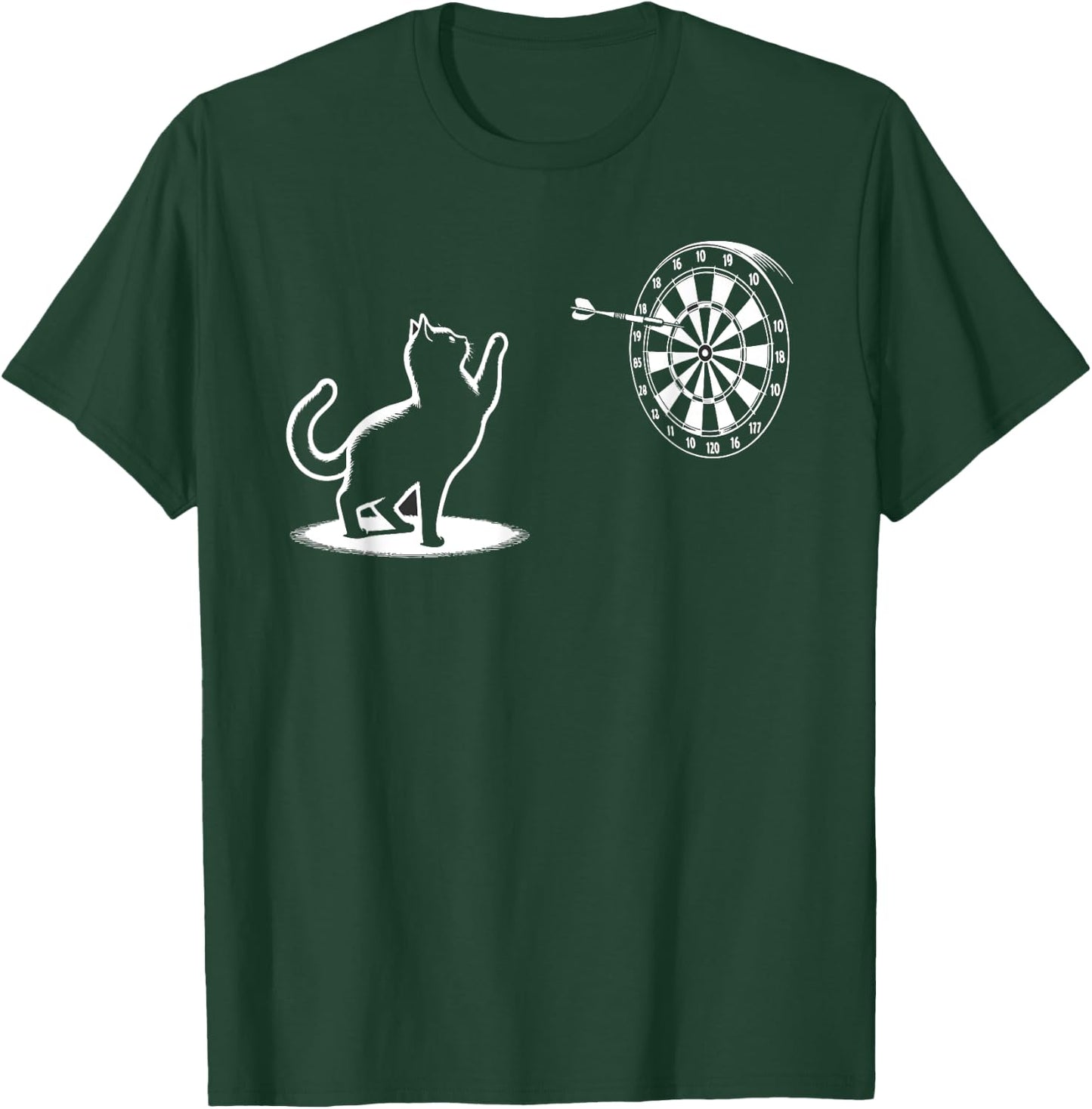 Cat Playing Darts Funny Cats Lover Kitten Dart Player T-Shirt - T-Shirt | Forest
