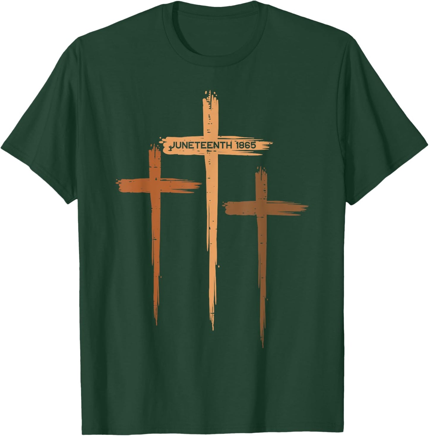 Juneteenth Cross Black Freedom Day Christian Men Women Kids T-Shirt - T-Shirt | Forest