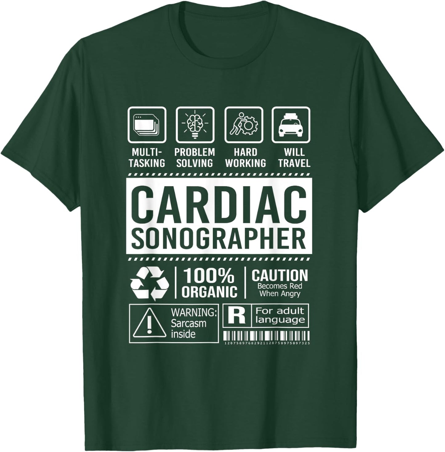 Vintage Cardiac Sonography Echo Tech Cardiac Sonographer T-Shirt - T-Shirt | Forest