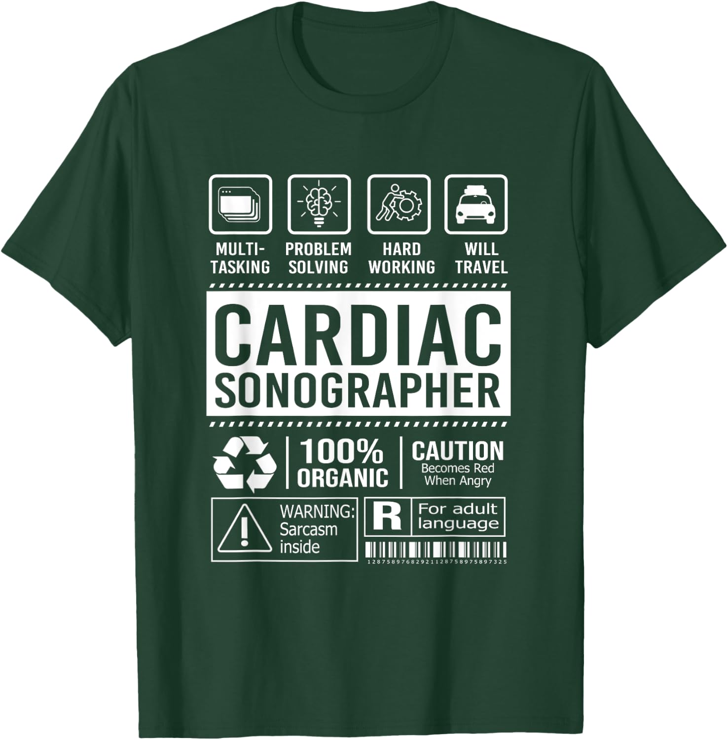 Vintage Cardiac Sonography Echo Tech Cardiac Sonographer T-Shirt - T-Shirt | Forest