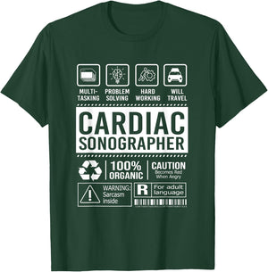 Vintage Cardiac Sonography Echo Tech Cardiac Sonographer T-Shirt - T-Shirt | Forest