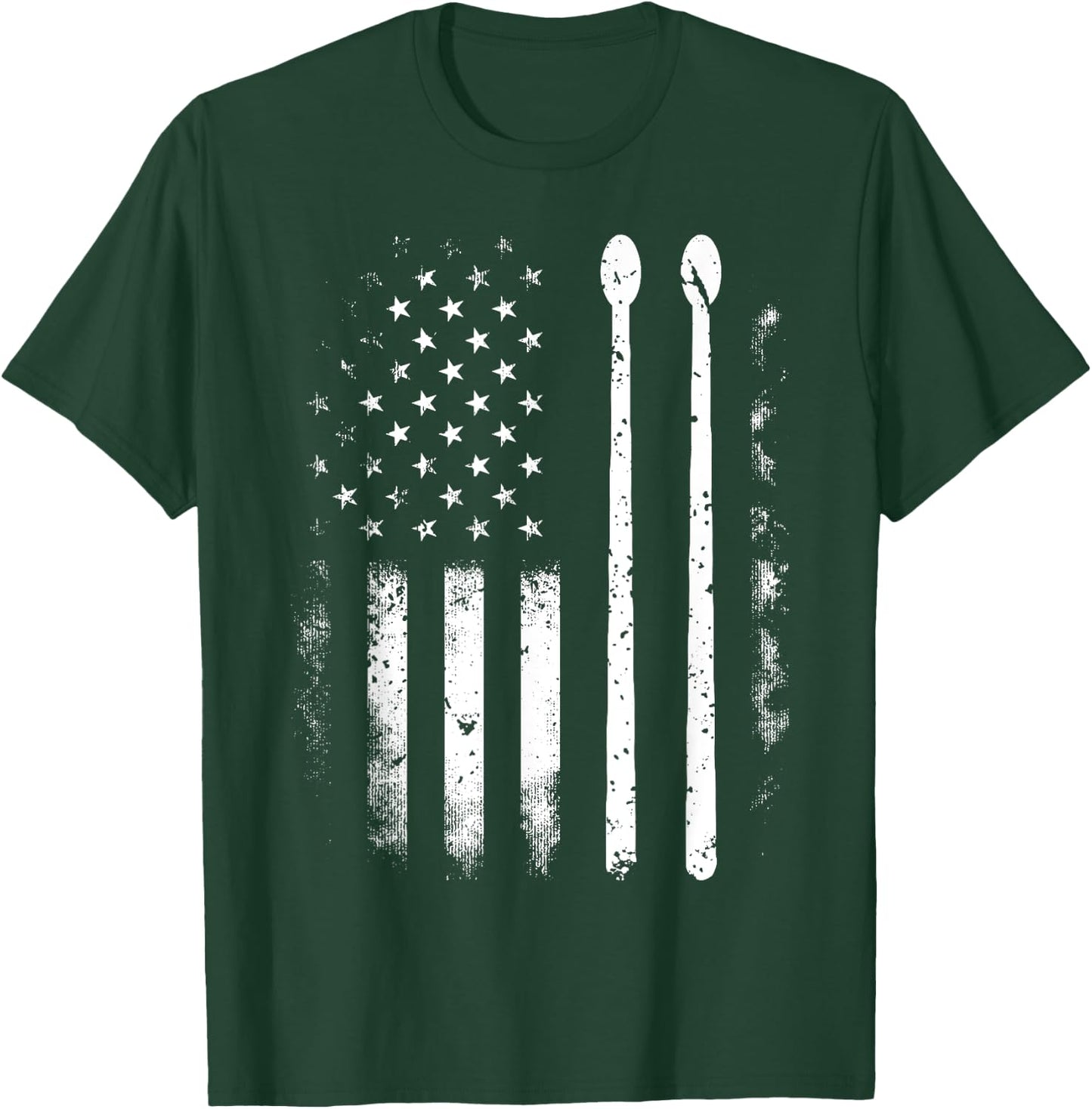 American Flag Drumsticks USA Drummers Vintage Drum Sticks T-Shirt - T-Shirt | Forest