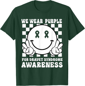 In June We Wear Purple Smile Face Dravet Syndrome Awareness T-Shirt - T-Shirt | Forest