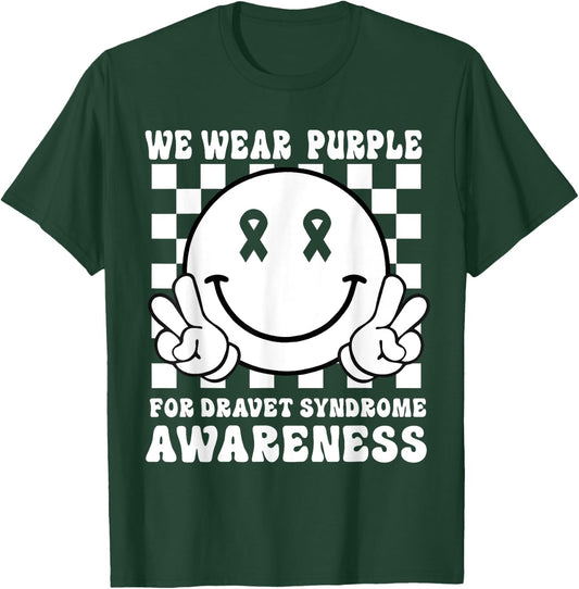 In June We Wear Purple Smile Face Dravet Syndrome Awareness T-Shirt - T-Shirt | Forest