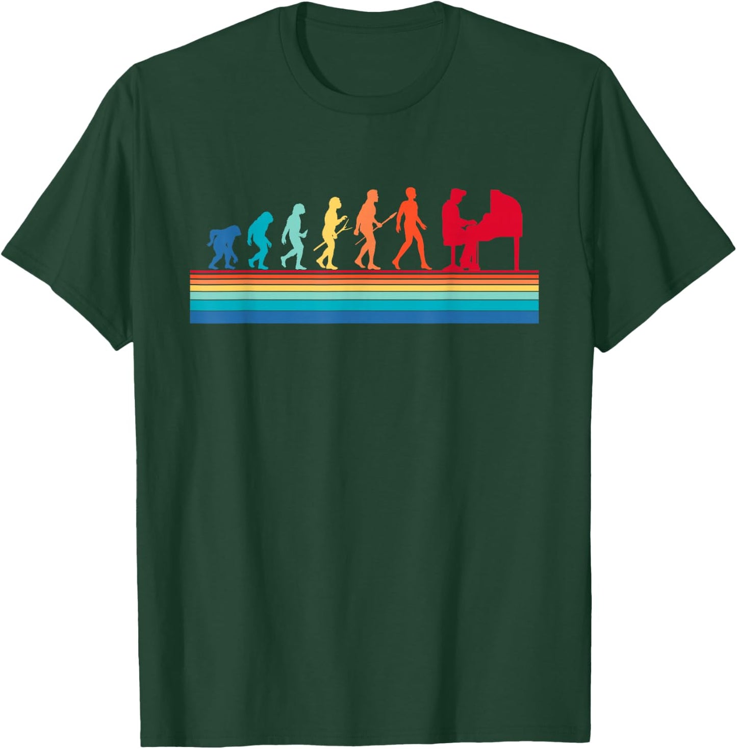 Retro Evolution Piano Player Pianist Classical Music Lover T-Shirt - T-Shirt | Forest