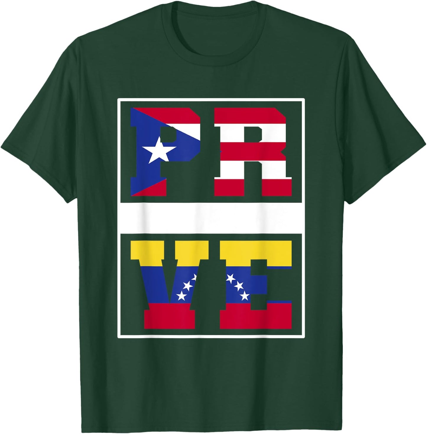 Half Boricua Venezuelan Mixed Heritage Puerto Rico Venezuela T-Shirt - T-Shirt | Forest