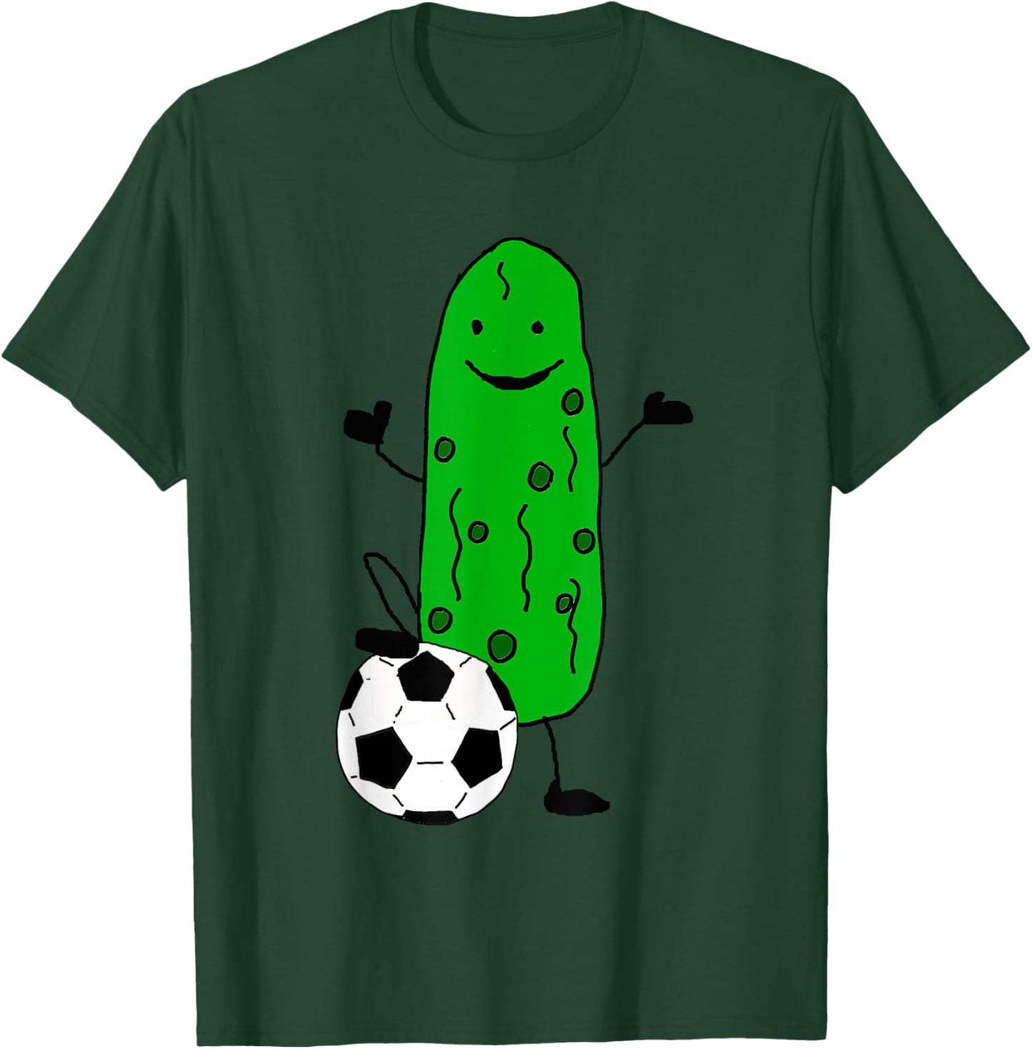 Smilealottees Funny Dill Pickle Playing Soccer T-Shirt - T-Shirt | Forest