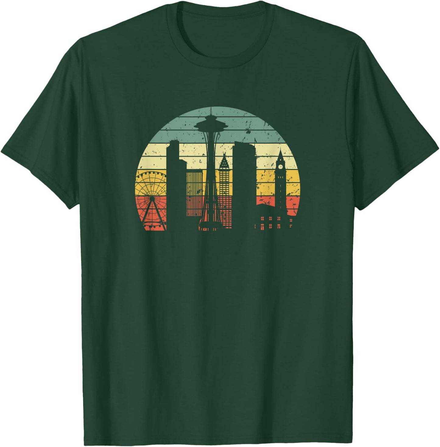 Seattle Space Needle USA Grunge Hiking Camping Fishing T-Shirt - T-Shirt | Forest
