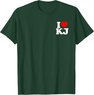 I Love Heart Kj K J Initials Name Nickname on a T-Shirt - T-Shirt | Forest