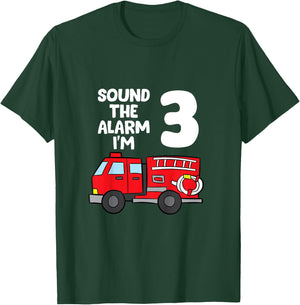 Sound Alarm I'm 3 Children 3. Birthday Fire Truck T-Shirt - T-Shirt | Forest