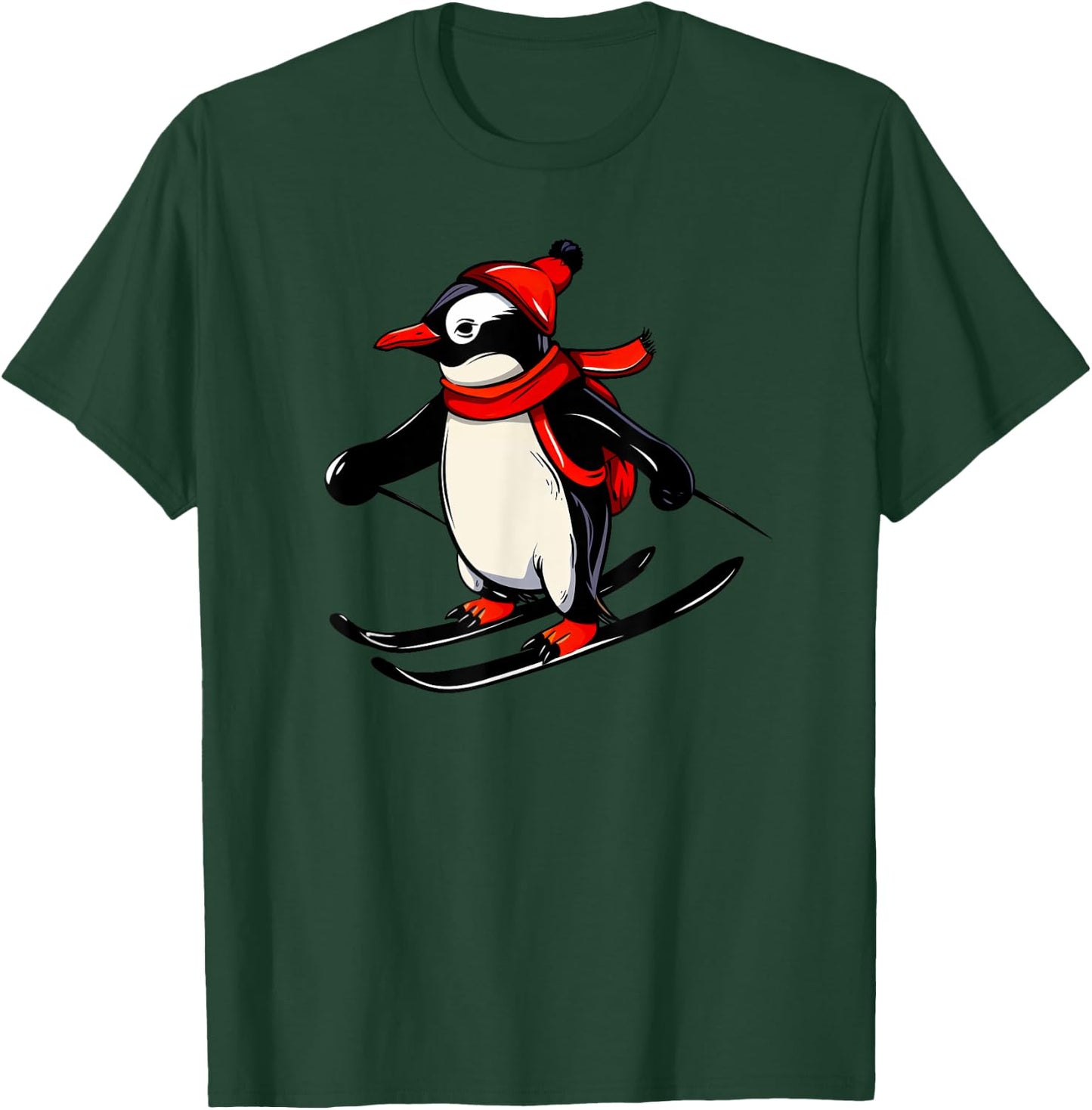 Cute Penguin Skiing - Skiing Penguin T-Shirt - T-Shirt | Forest