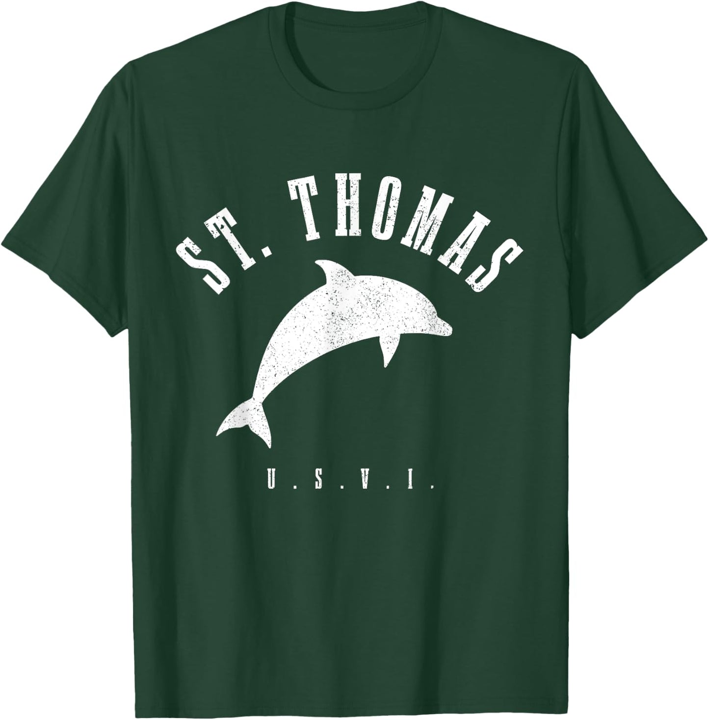 St. Thomas US Virgin Islands Dolphin Vacation USVI Vintage T-Shirt - T-Shirt | Forest