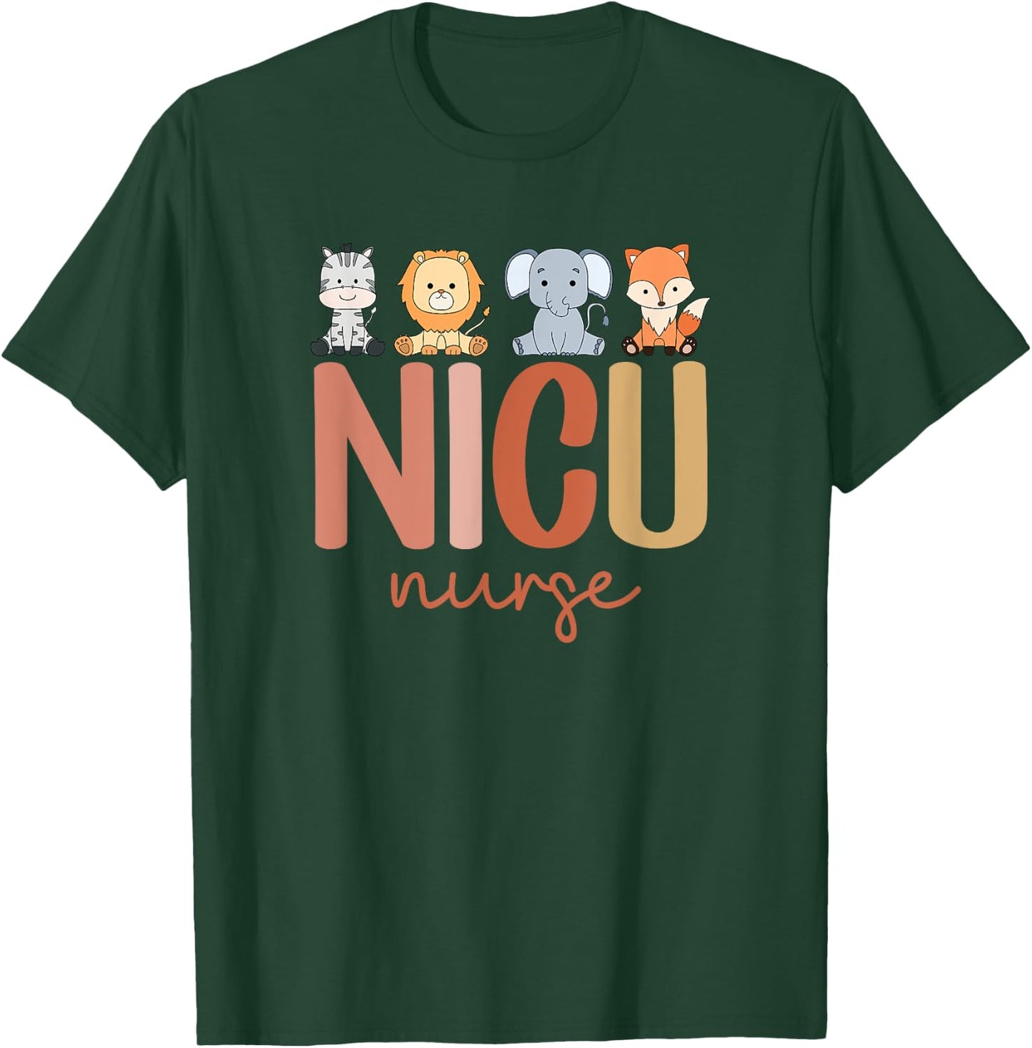 NICU Nurse Baby L&D Cute Animals T-Shirt - T-Shirt | Forest