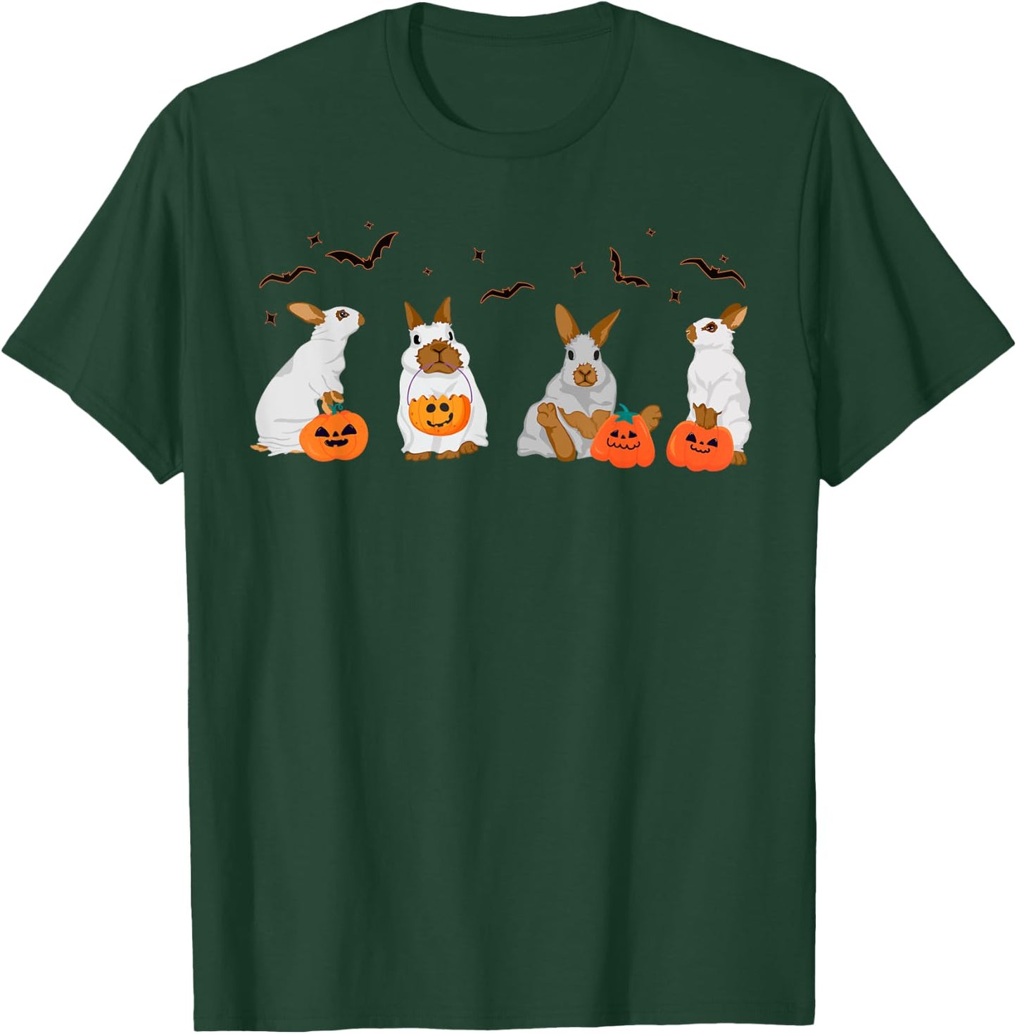 Cute Fall Ghost Bunny Rabbit Halloween Costume Spooky Season T-Shirt - T-Shirt | Forest