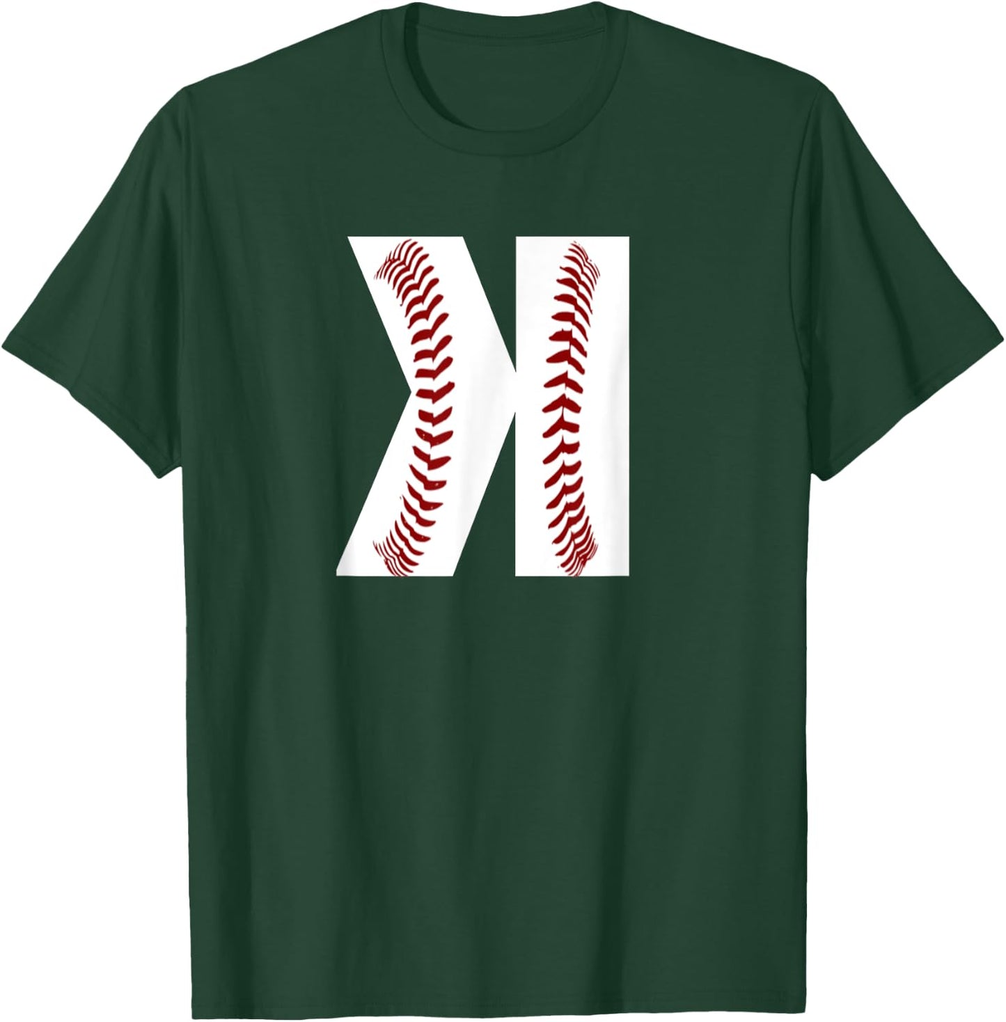 Boys Pitcher Backwards K Baseball Stitches Graphic Art Gift T-Shirt - T-Shirt | Forest