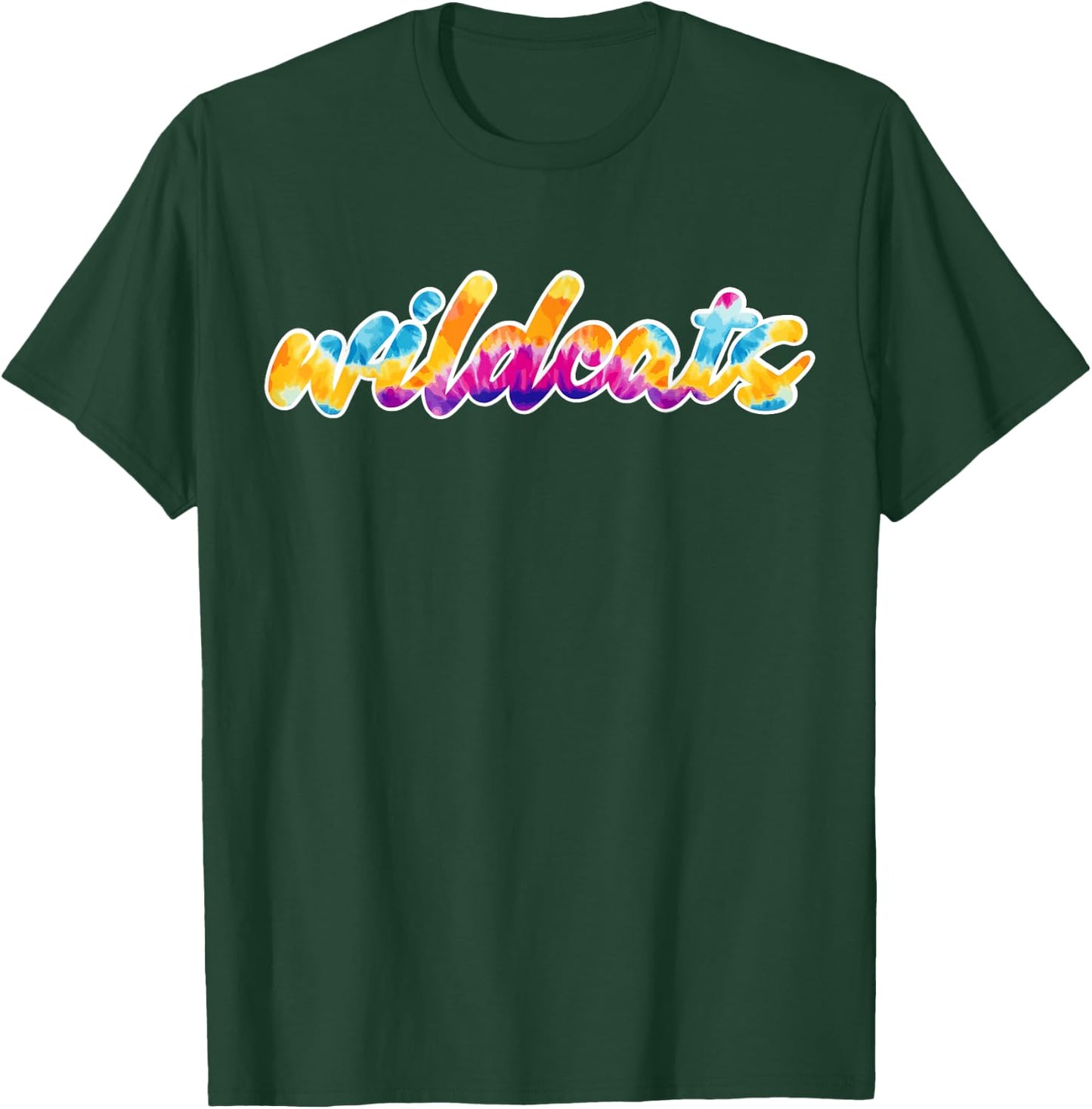 Wildcats Tie Dye School Spirit Wear Funky Vibe Style T-Shirt - T-Shirt | Forest