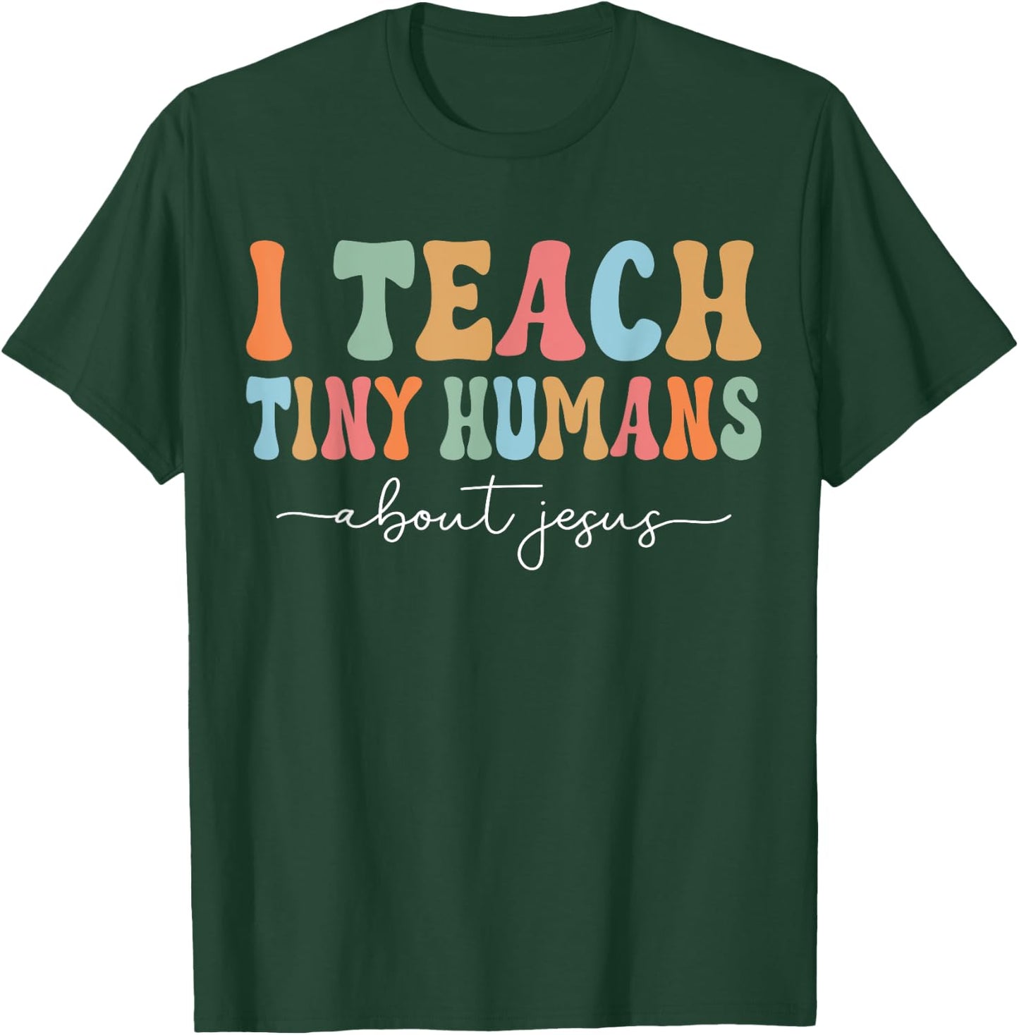 Teach Teaching Kids About Jesus Retro Sunday School Teacher T-Shirt - T-Shirt | Forest