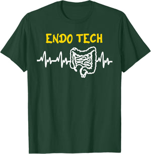 Endo Tech Endoscopy Tech Intestines Heartbeat GI Technician T-Shirt - T-Shirt | Forest