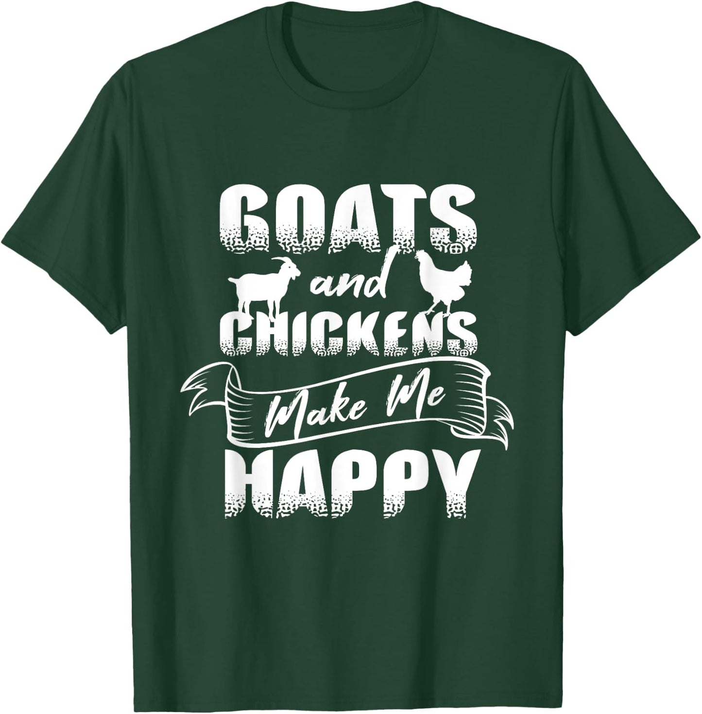 Goats Chickens Happy Funny Rancher Gift Humor Farmer Women T-Shirt - T-Shirt | Forest