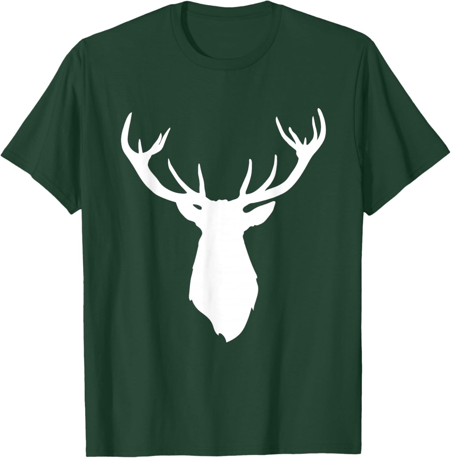 Buck Stag Deer Head Antlers White Silhouette T-Shirt - T-Shirt | Forest